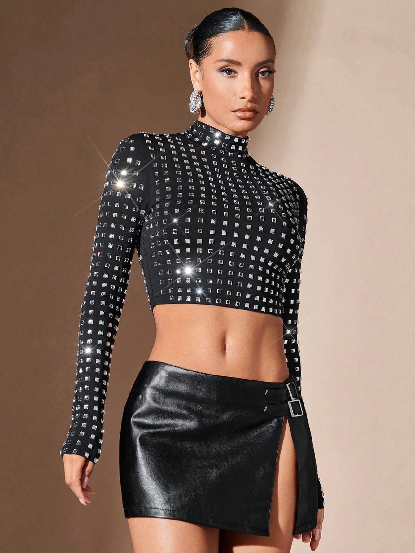 Cropped Manga Longa em Strass Gabriela