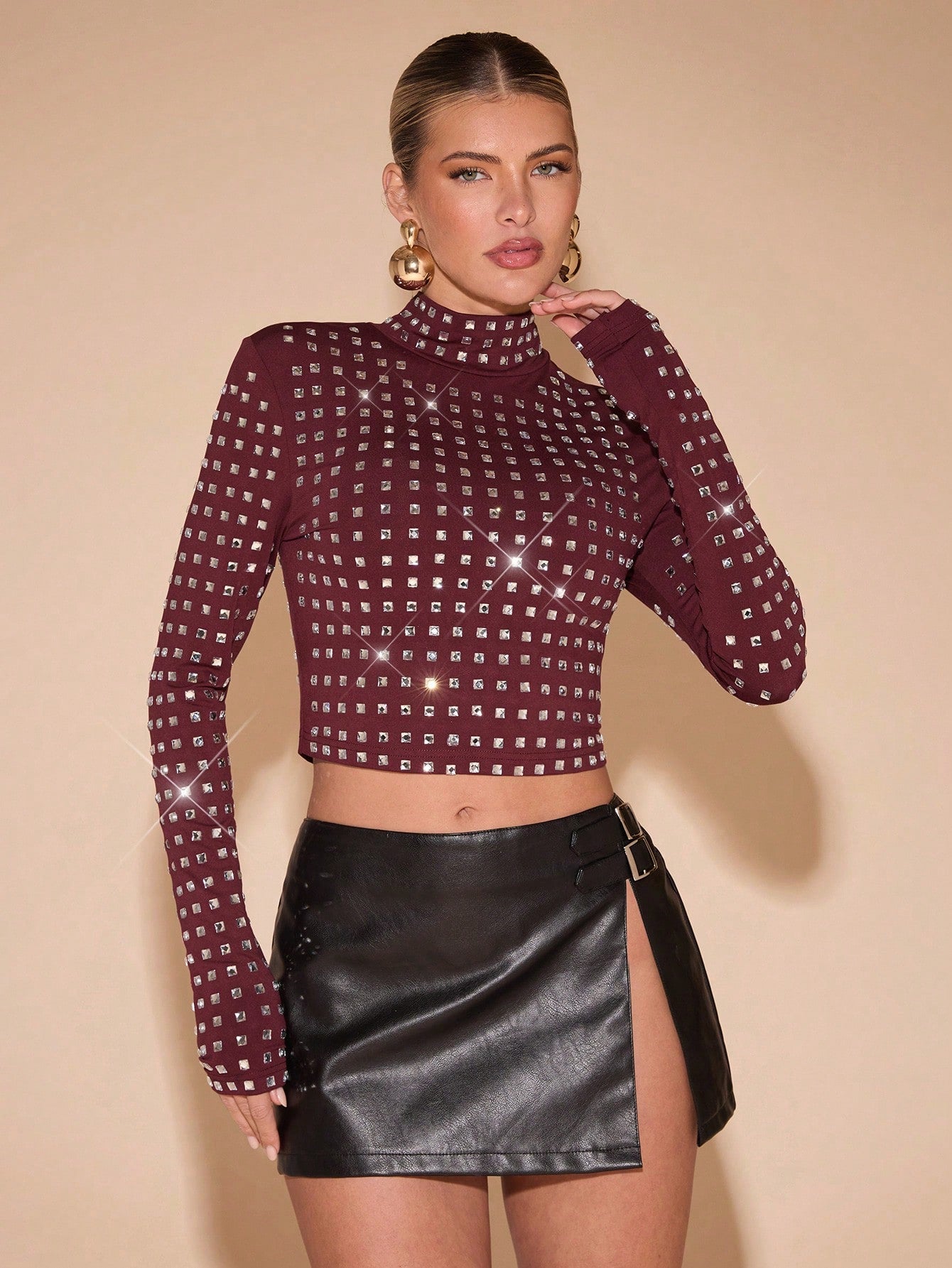 Cropped Manga Longa em Strass Gabriela