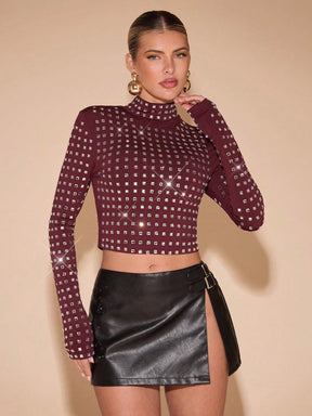 Cropped Manga Longa em Strass Gabriela